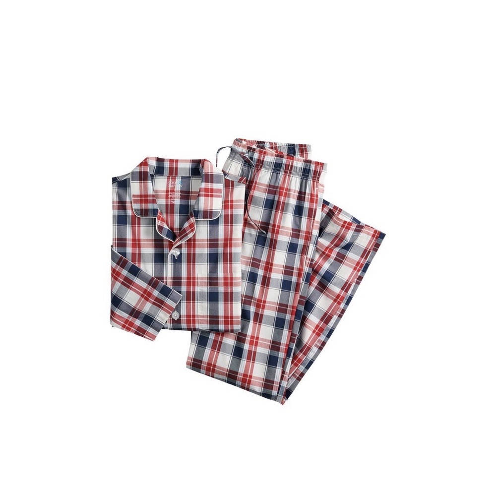 Croft & Barrow‎ Men's The Woven Pajama Sleep Set Notch Collar Plaid XL